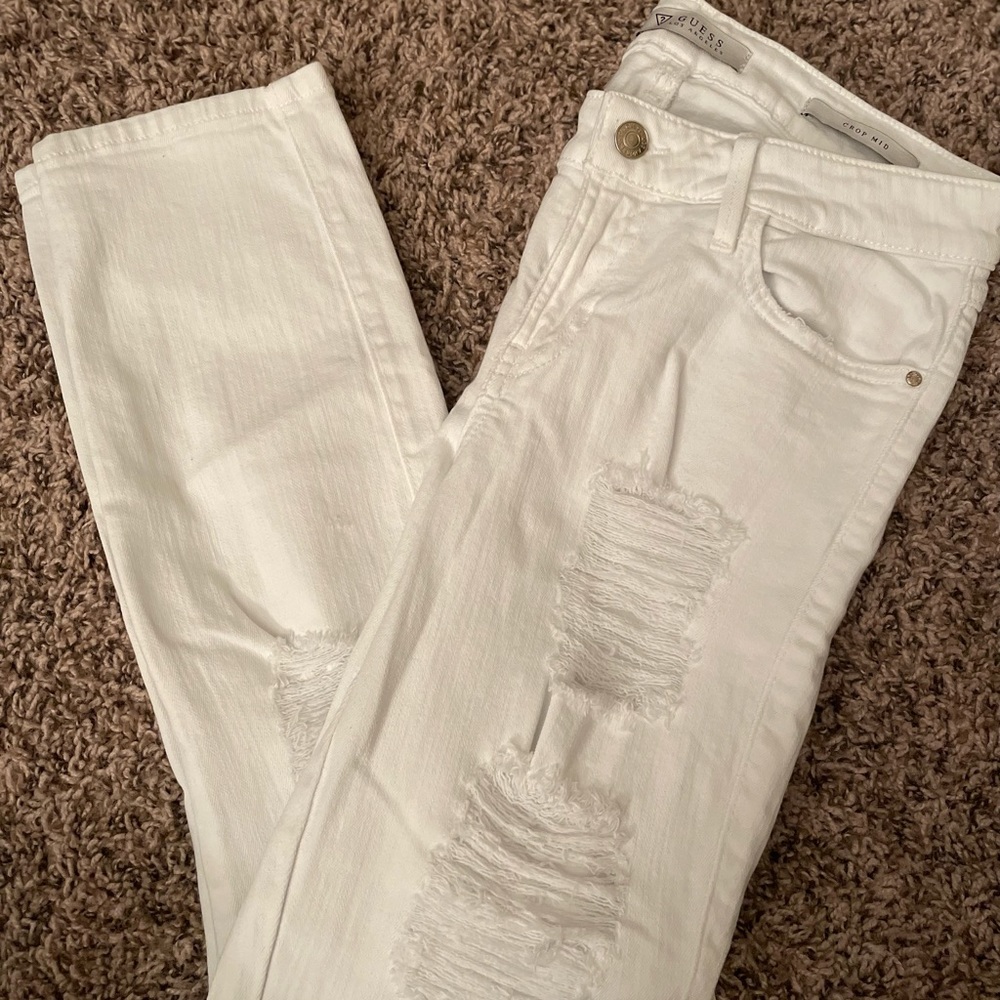 White Guess Ripped Jeans